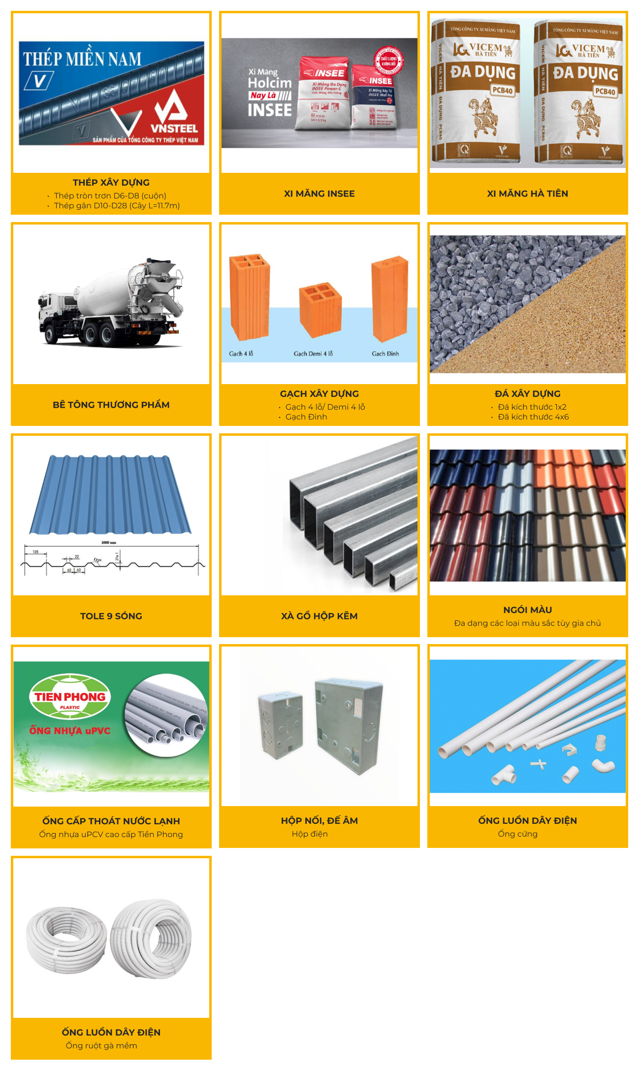 Vật tư xây dựng phần thô