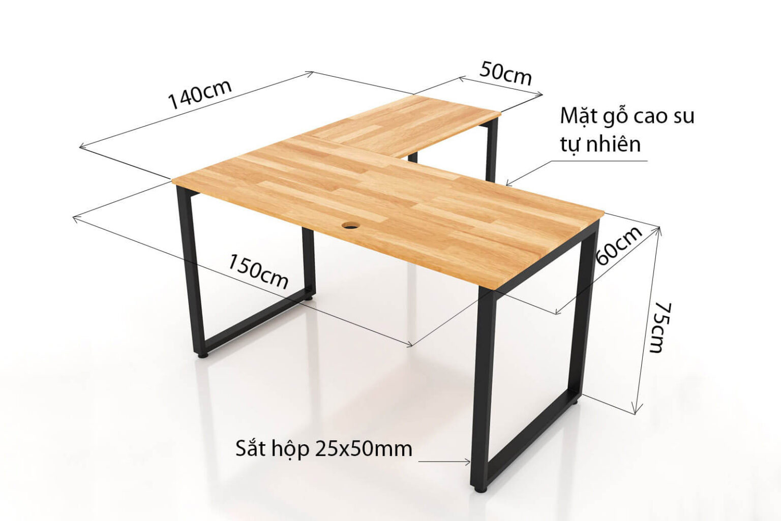 Kích thước bàn làm việc cân đối, hài hòa với không gian